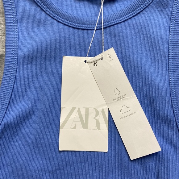 NEW Zara Sleeveless Stretch Ribbed Crop Top Women's Small Blue - Picture 7 of 10